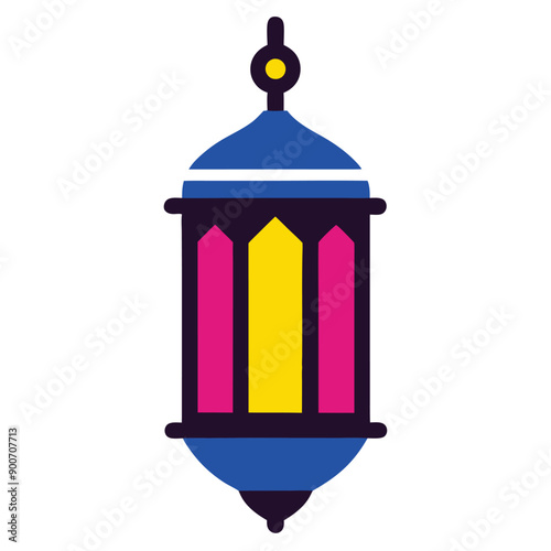 colorful vector art lantern illustration, isolate white color background 