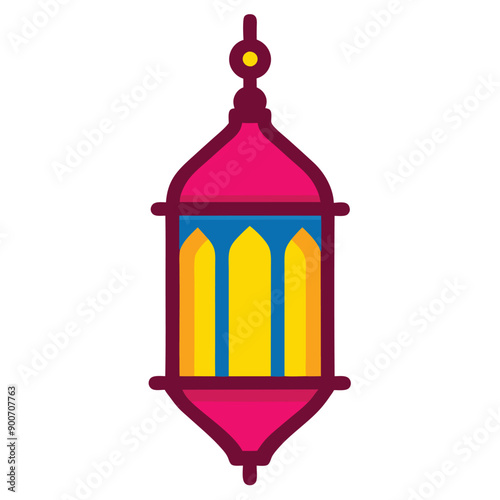 colorful vector art lantern illustration, isolate white color background 