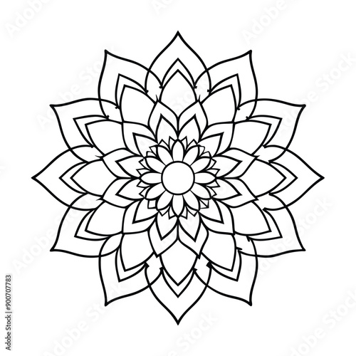 Beautiful mandala design vector art black and white liner art