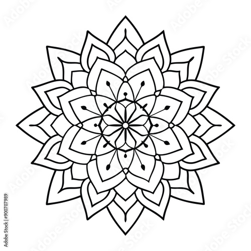 Beautiful mandala design vector art black and white liner art
