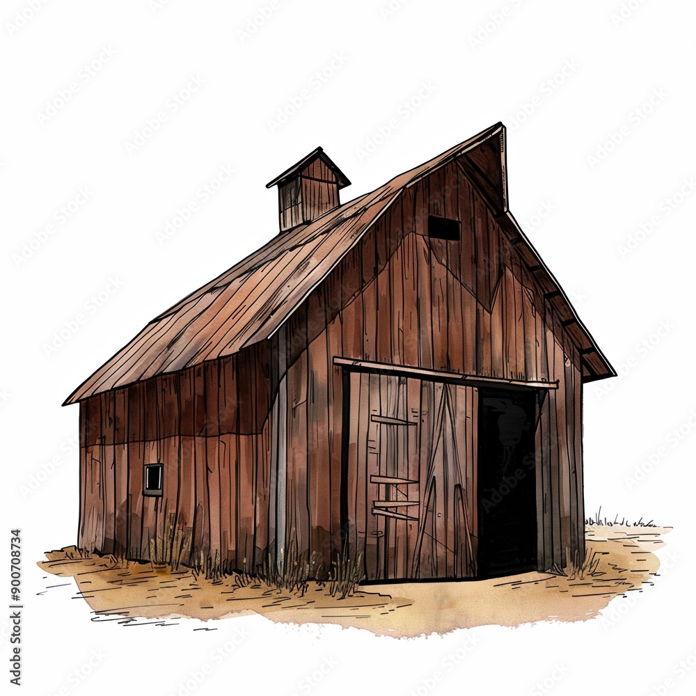 Rustic Wooden Barn with a Simple Roof Design