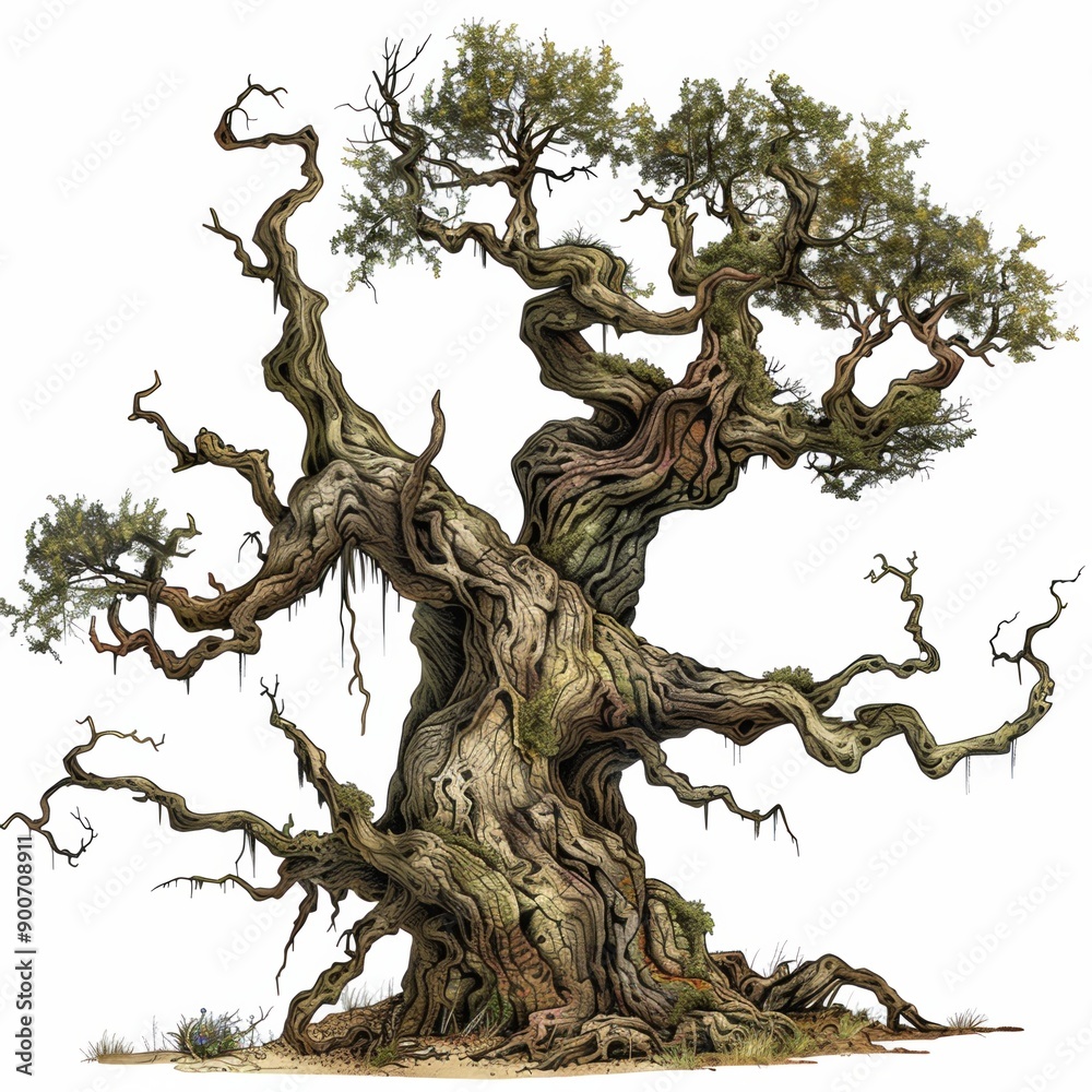 Intricate Twisted Tree with Dense Foliage