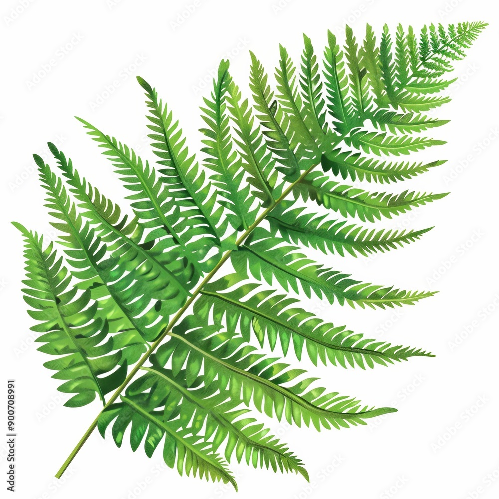 Detailed Illustration of a Green Fern Leaf Detailed Illustration of a Green Fern Leaf