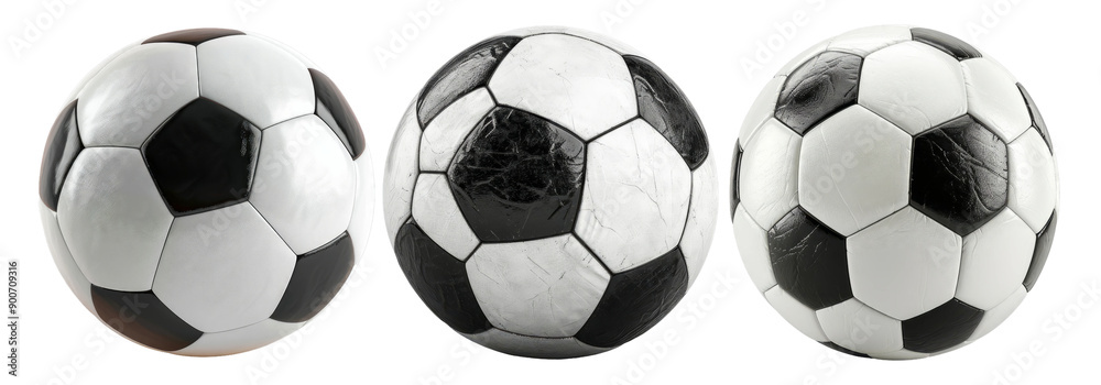 Soccer balls with different textures isolated on transparent background Soccer balls with different textures isolated on transparent background