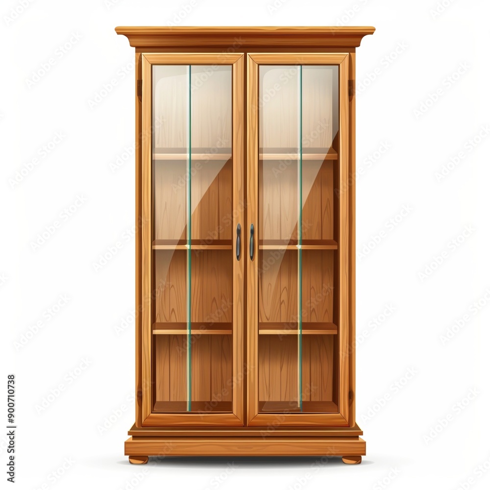 Elegant Wooden Display Cabinet with Glass Doors Elegant Wooden Display Cabinet with Glass Doors