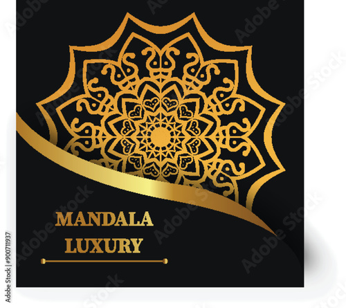 Luxury ornamental Mandala design background with golden pattern.  photo