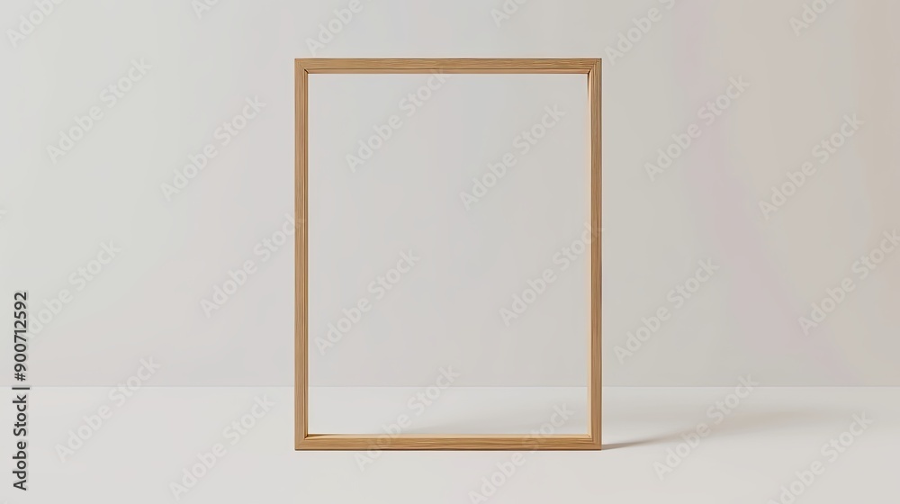 A wooden frame is sitting on a white background A wooden frame is sitting on a white background