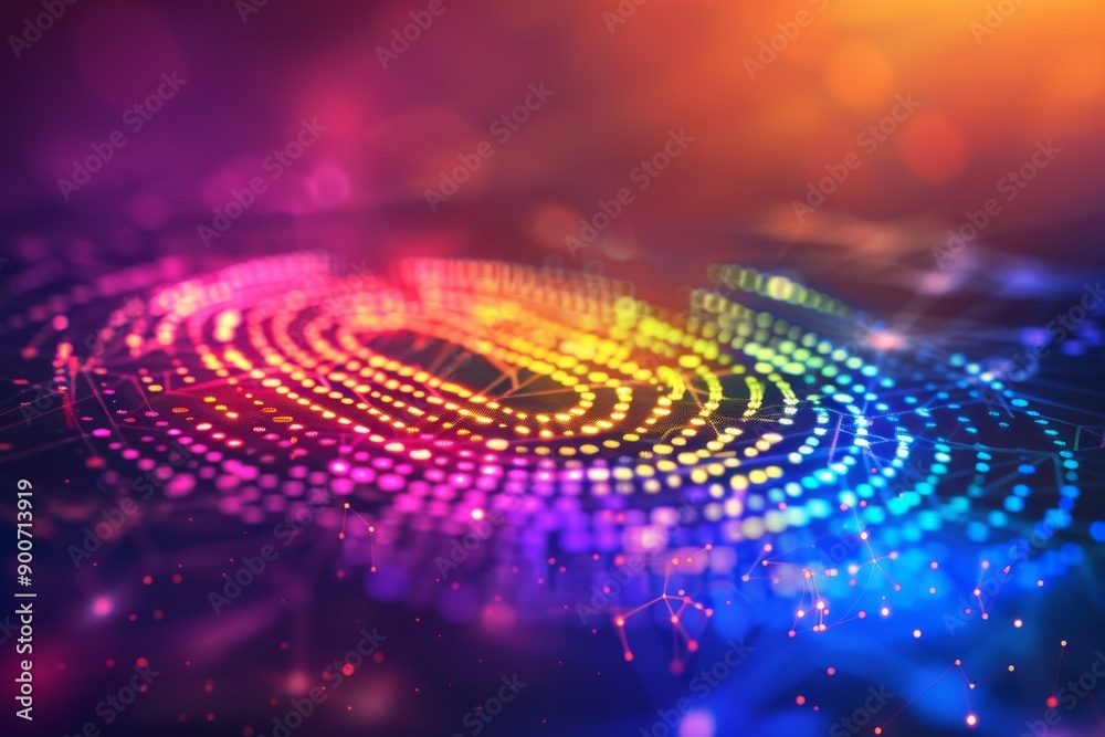Vibrant multicolored digital swirl with intricate fingerprint pattern Vibrant multicolored digital swirl with intricate fingerprint pattern