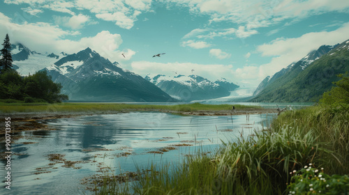 Alaska Day in the USA. the nature of Alaska. mountains, forests, lakes