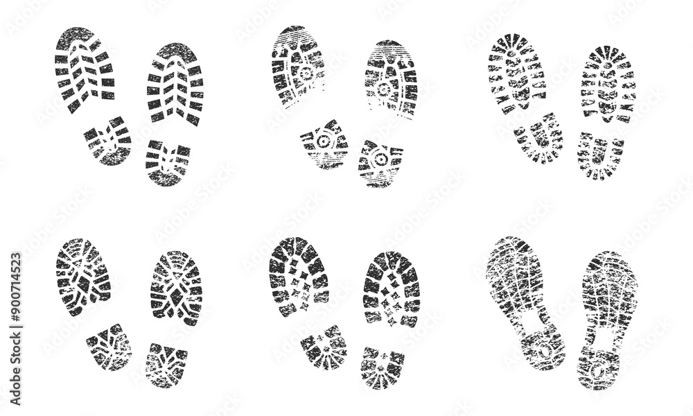 Collection of different abstract black grunge shoe prints Collection of different abstract black grunge shoe prints
