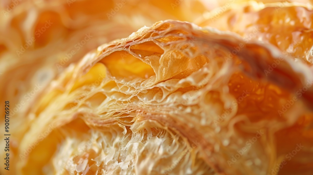 Close-up of the Flaky Layers of a Golden-Brown Pastry Close-up of the Flaky Layers of a Golden-Brown Pastry