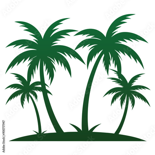 palm tree, green color  vector art illustration, isolate white background
