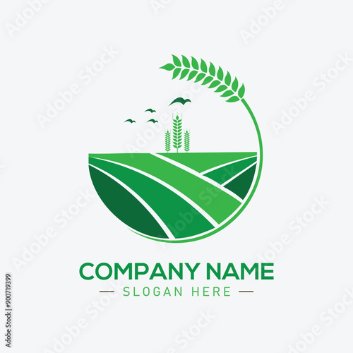 Agriculture Logo Template Design. Icon, Sign or Symbol, organic, farm, nature, ecology. Flat design