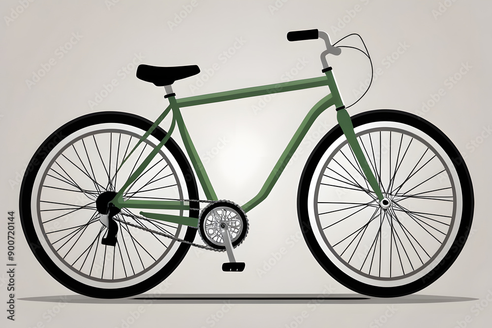 Obraz premium Classic Green Bicycle Leaned Against Neutral Background in Minimalist Style