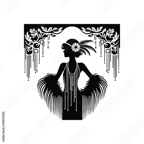 woman wearing retro fashion flapper style fringe dress from the Roaring Twenties