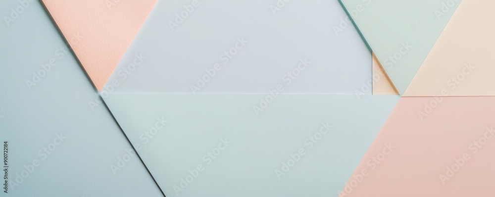 Abstract geometric background featuring soft pastel triangles in blue, pink, and cream colors, perfect for modern design projects. Abstract geometric background featuring soft pastel triangles in blue, pink, and cream colors, perfect for modern design projects.