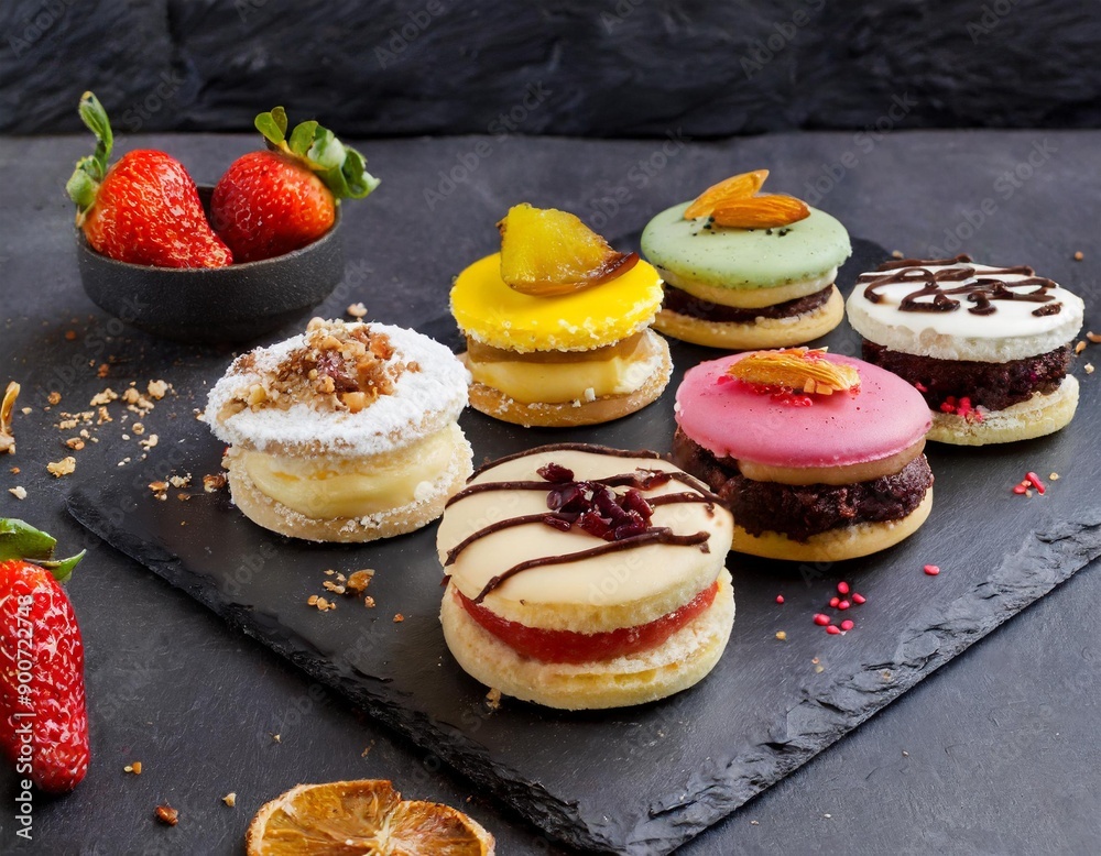 Cozy Argentinian bakery with a glass display case filled with assorted alfajores - traditional argentinian dessert Cozy Argentinian bakery with a glass display case filled with assorted alfajores - traditional argentinian dessert