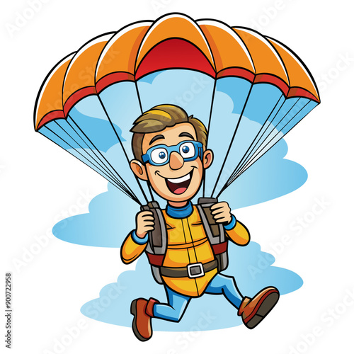 Paragliding man cartoon vector