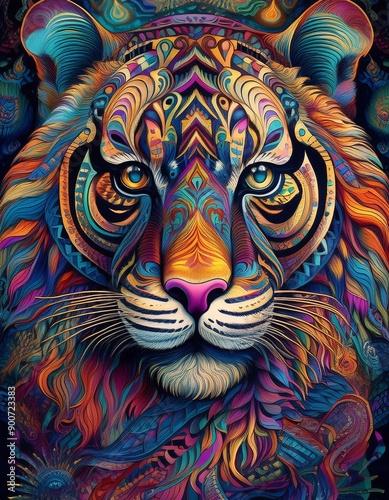 Psychadelic theme Tiger