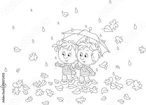 Happy little boy and girl w...