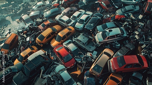 A massive pile-up on a smart highway due to a system failure in the automated traffic management system