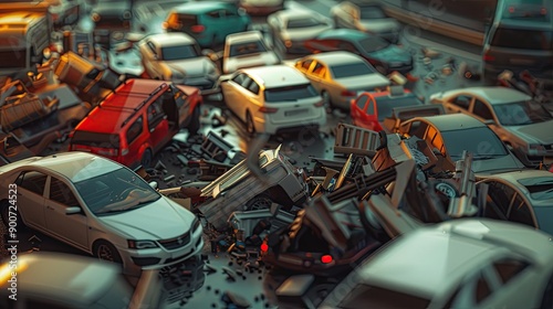 A massive pile-up on a smart highway due to a system failure in the automated traffic management system