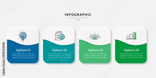 Business infographic template. 4 Step timeline journey. Process diagram, 4 options on white background, Infograph elements vector illustration.