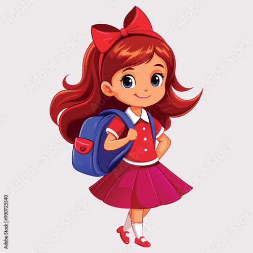 Vector illustration of A beautiful schoolgirl for Back to School banner design