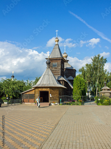 Trinity Convent with wooden church on a sunny summer day in Murom, Vladimir region photo