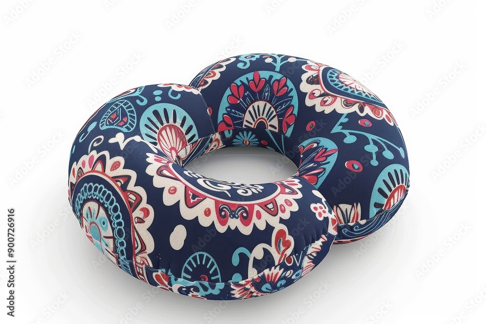 Fototapeta premium Decorative Travel Pillow Featuring Colorful Floral Patterns for Comfort on the Go