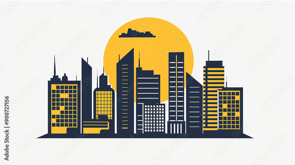 Fototapeta premium The Sunset Cityscape Reflection