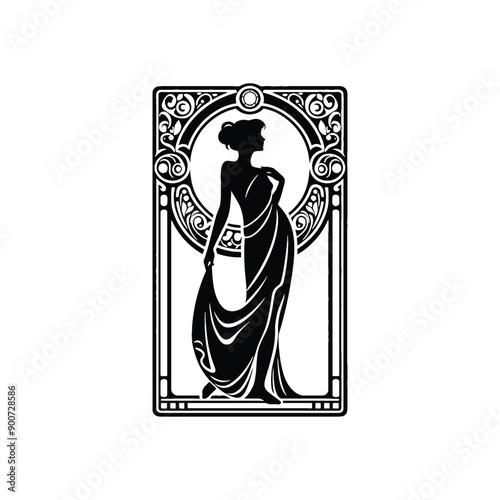 woman wear traditional fashion Greek chiton draping gracefully
