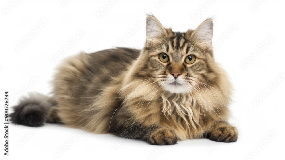 Cat sitting or lying down, isolated on a white background Cat sitting or lying down, isolated on a white background