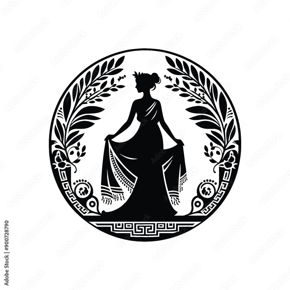 woman wear traditional fashion Greek chiton draping gracefully woman wear traditional fashion Greek chiton draping gracefully