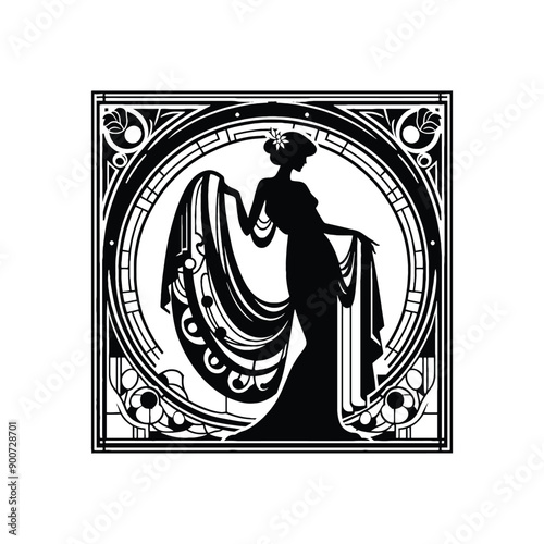 woman wear traditional fashion Greek chiton draping gracefully