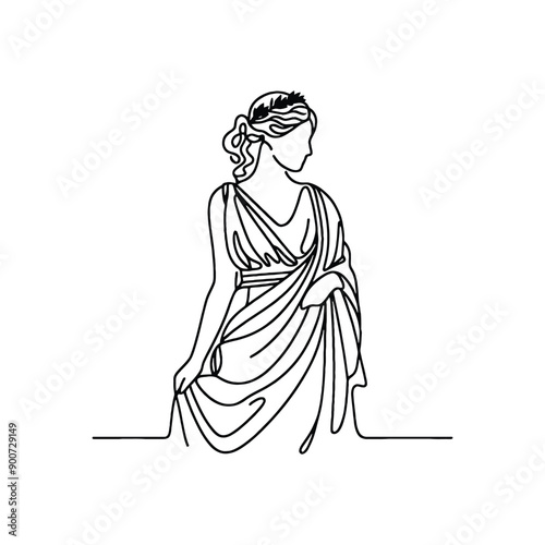 woman wear traditional fashion Greek chiton draping gracefully