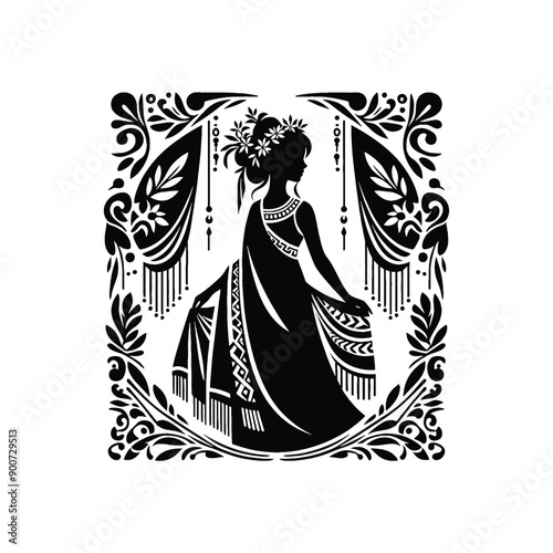 woman wear traditional fashion Greek chiton draping gracefully