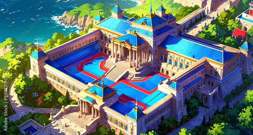 Obraz premium vibrant breathtaking panoramic view of a royal palace background