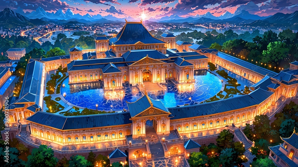 Obraz premium vibrant breathtaking panoramic view of a royal palace background