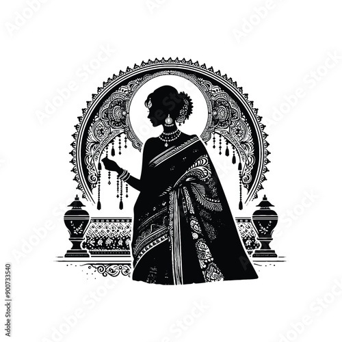 woman wear traditional fashion An Indian saree 