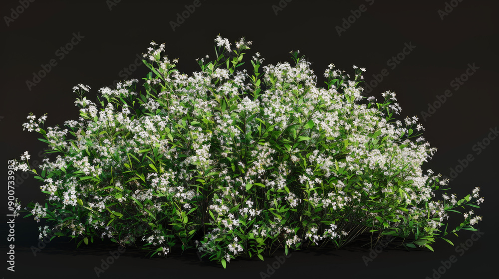 Fototapeta premium bush with flowers on black background
