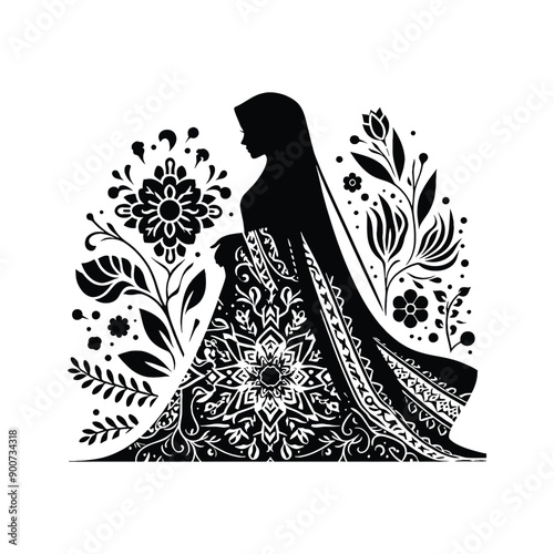 woman wear traditional fashion An Iranian chador in flowing fabric