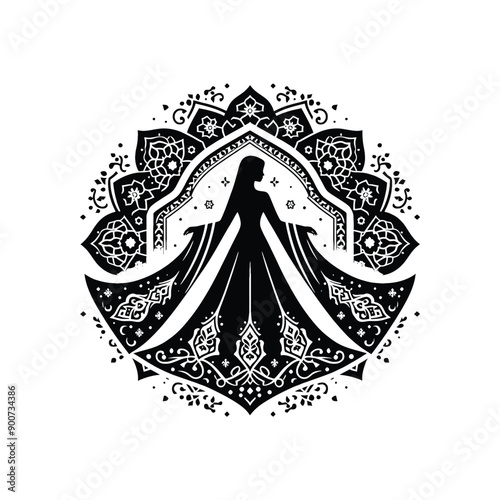 woman wear traditional fashion An Iranian chador in flowing fabric