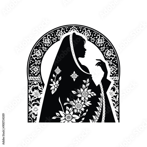 woman wear traditional fashion An Iranian chador in flowing fabric