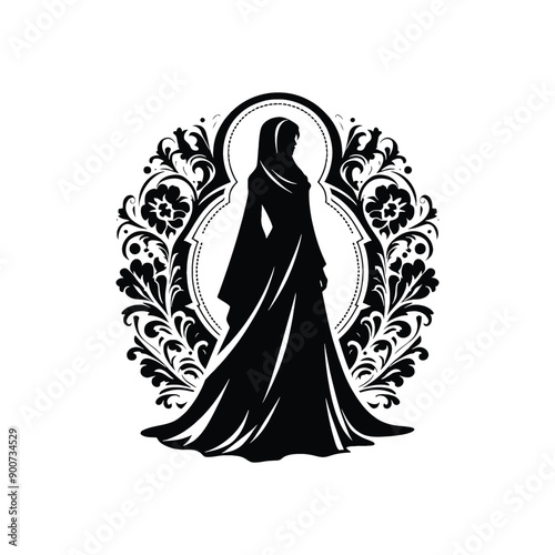 woman wear traditional fashion An Iranian chador in flowing fabric
