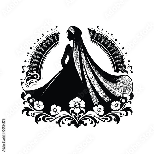 woman wear traditional fashion An Iranian chador in flowing fabric
