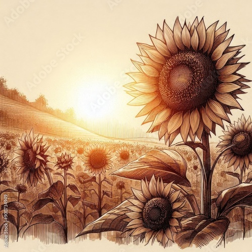 Hand drawing,  hand drawing watercolor illustrations oil, line art, vintage line drawing, mill, farm, engraving, house, barn, valley, fields, field, meadow, pasture with cows, vineyards, valley, oil