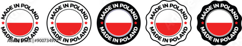 Free Download Made in Poland icon. Made in Poland circle label. Stamp made in with country flag Poland. Vector illustration eps10 - GFXLoad