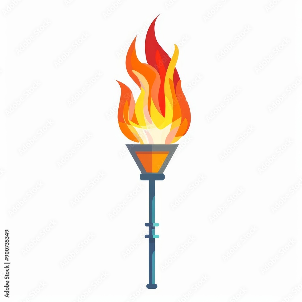 Olympic torch lighting, international ceremony, flat design illustration, traditional, isolated on white background Olympic torch lighting, international ceremony, flat design illustration, traditional, isolated on white background