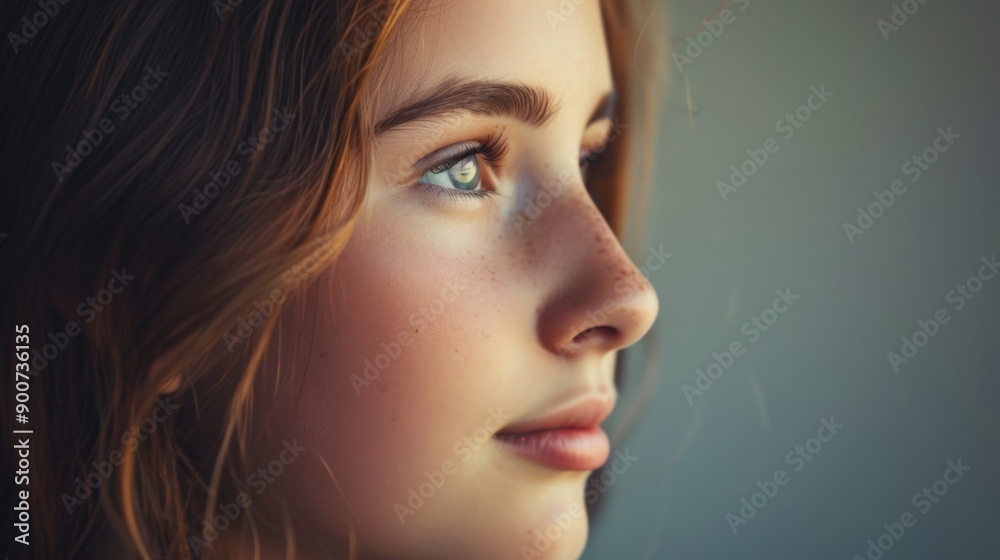 Profile portrait of a pensive young woman Profile portrait of a pensive young woman